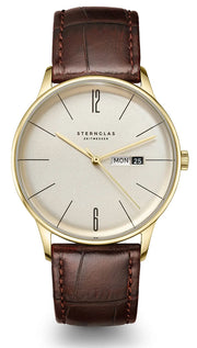 STERNGLAS S01-BE14-HE01 Berlin Quartz Sepia Gold Brown Leather Strap Men's Watch - mzwatcheslk srilanka