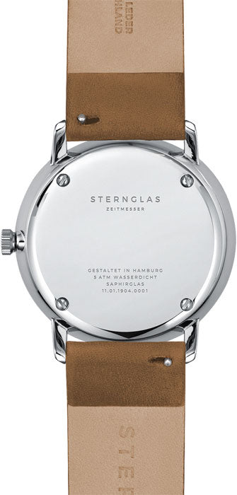 STERNGLAS S01-NA03-PR01 Naos Black Dial Brown Leather Strap Men's Watch - mzwatcheslk srilanka