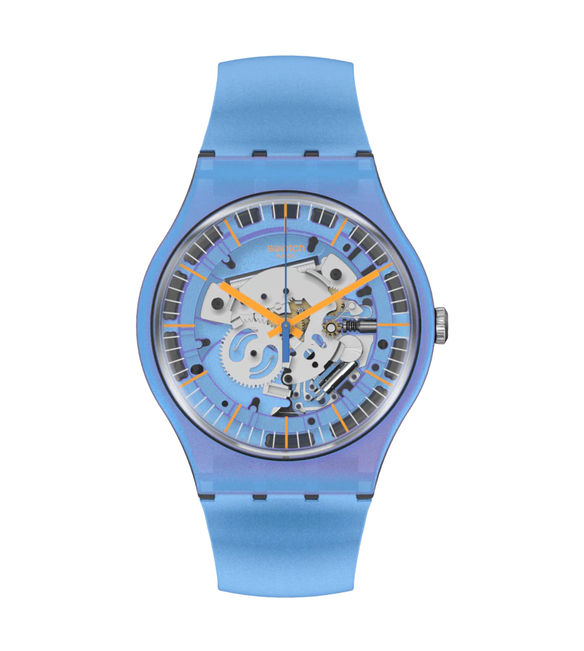 Swatch SUOM116 SHIMMER BLUE Blue Silicone Strap Watch - mzwatcheslk srilanka