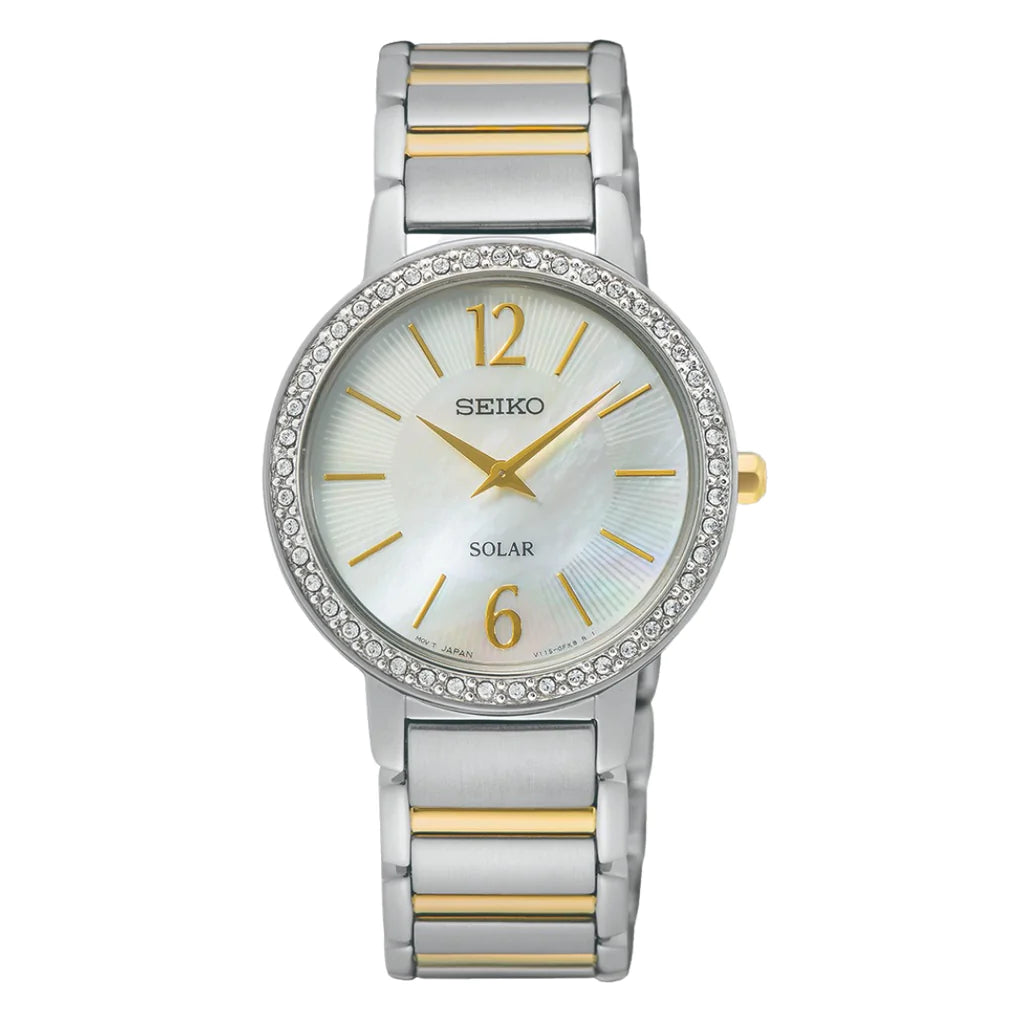 Seiko SUP469P1 Mother of Pearl Dial Two Tone Stainless Steel Bracelet Women's Watch - mzwatcheslk srilanka