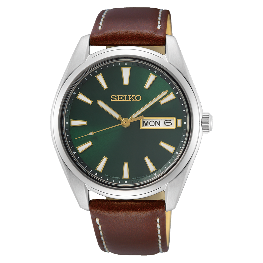 Seiko SUR449P1 Green Dial Brown Leather Strap Men's Watch - mzwatcheslk srilanka