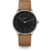 STERNGLAS S01-NA03-PR01 Naos Black Dial Brown Leather Strap Men's Watch - mzwatcheslk srilanka