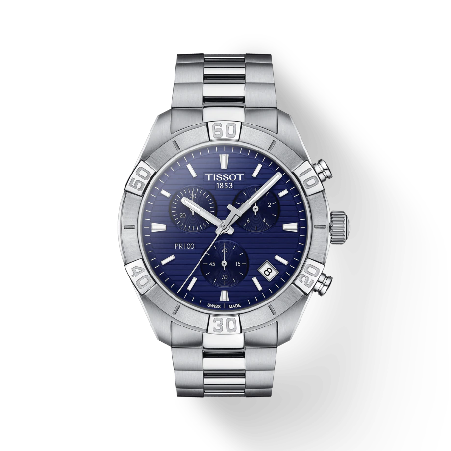 Tissot T1016171104100 PR100 Sport Chronograph Blue Dial Stainless Steel Bracelet Men's Watch - mzwatcheslk srilanka