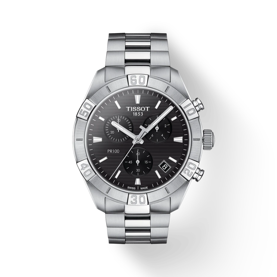 Tissot T1016171105100 PR100 Sport Chronograph Black Dial Stainless Steel Bracelet Men's Watch - mzwatcheslk srilanka