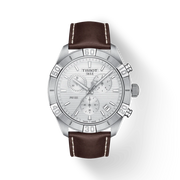 Tissot T1016171603100 PR100 Sport Chronograph Silver Dial Brown Leather Strap Men’s Watch - mzwatcheslk srilanka