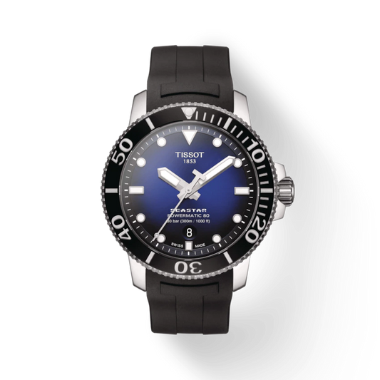 Tissot T1204071704100 Seastar 1000 Men's Powermatic 80 Automatic Black Rubber Men's Watch - mzwatcheslk srilanka