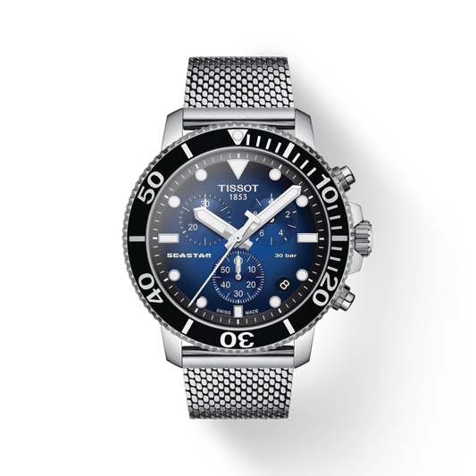 Tissot Seastar 1000 Chronograph Blue Dial Stainless Mesh T1204171104102 Men's Watch - mzwatcheslk srilanka