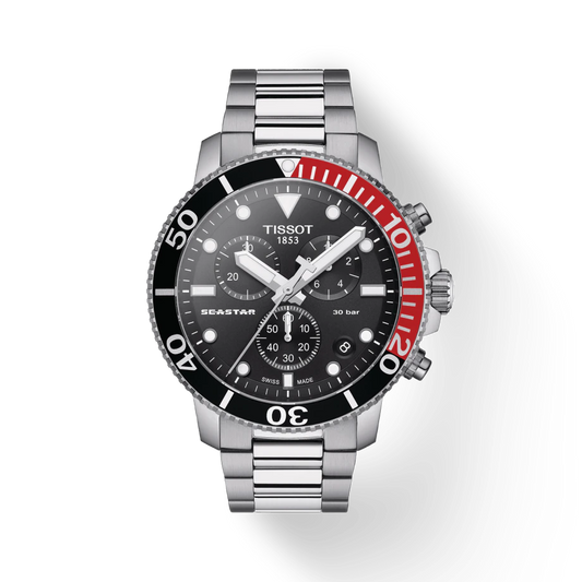 Tissot T1204171105101 Seastar 1000 Chronograph  Black Dial  Stainless Steel  Men's Watch - mzwatcheslk srilanka