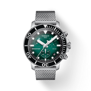 Tissot T1204171109100 Seastar 1000 Chronograph Green Dial Stainless Mesh Men's Watch - mzwatcheslk srilanka