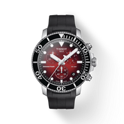 Tissot T1204171742100 Seastar 1000 Chronograph Red Dial  Black Silicone Strap Men's Watch - mzwatcheslk srilanka