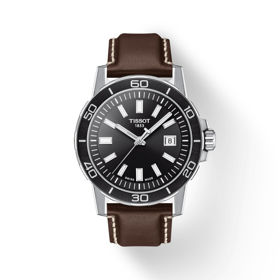 Tissot T1256101605100 Supersport Black Dial Brown Leather Strap Men's Watch - mzwatcheslk srilanka