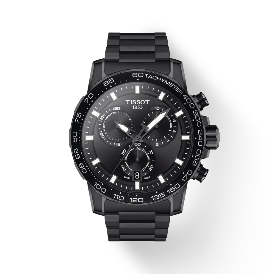 Tissot  T1256173305100 Supersport Chrono  Black Dial  Black PVD Steel Bracelet Men's Watch - mzwatcheslk srilanka