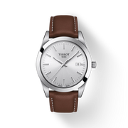 Tissot Gentleman T1274101603100 Brown Leather Strap Silver Dial Men's Watch - mzwatcheslk srilanka