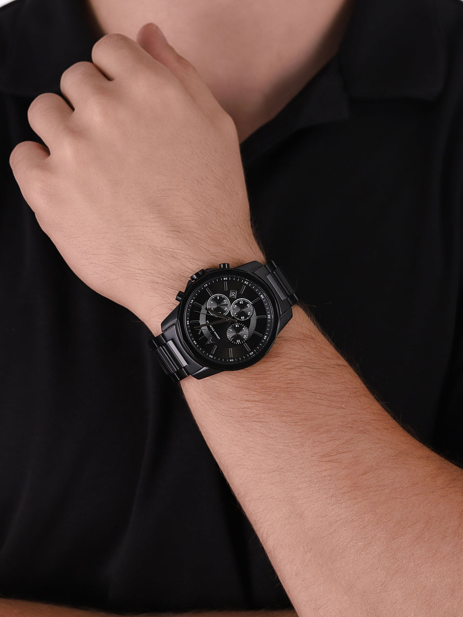 Armani Exchange AX1722 Chronograph Dial Black Stainless Steel Bracelet ...
