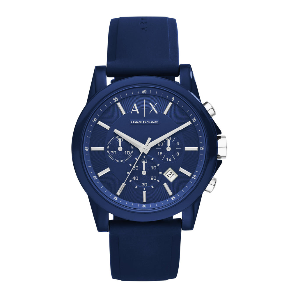 Armani Exchange AX1327 Chronograph Dial Blue Silicone Strap Men s