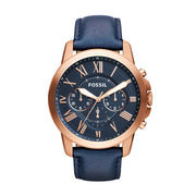 Fossil FS4835 Grant Chronograph Blue Leather Strap Men's Watch - mzwatcheslk srilanka