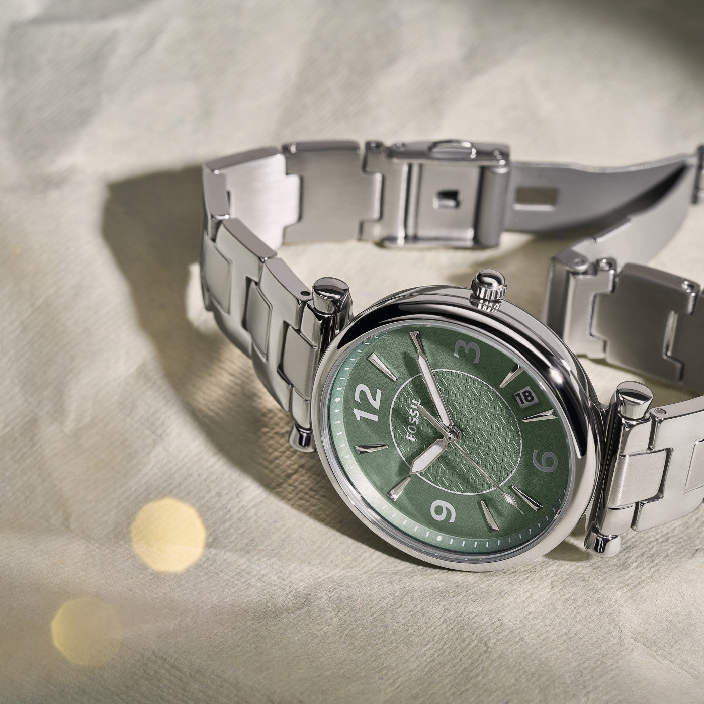 Fossil ES5157  Carlie Stainless Steel Green Dial Quartz Women's Watch - mzwatcheslk srilanka