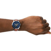 Fossil FS5903  Neutra  Blue Chronograph Dial  Brown Leather Strap Men's Watch - mzwatcheslk srilanka