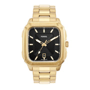 Fossil FS5932 Inscription Black Dial Gold Stainless Steel Bracelet Men's Watch - mzwatcheslk srilanka