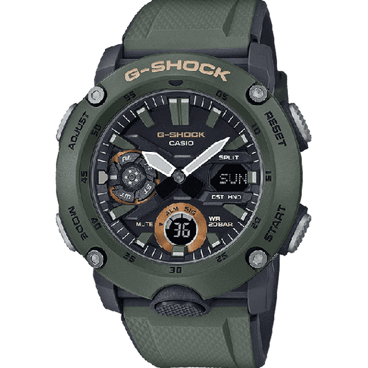 Casio G-Shock GA-2000-3AER  Carbon Core Guard Green Rubber Strap Men's Watch - mzwatcheslk srilanka