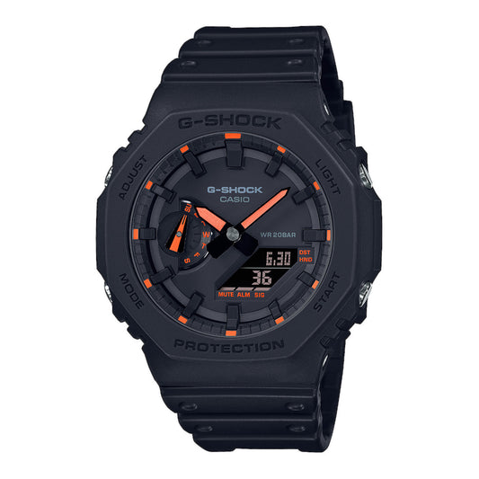 Casio G-Shock GA-2100-1A4ER  2100 Utility Black Series Orange Detailing Men's Watch - mzwatcheslk srilanka