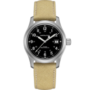 Hamilton H69439933 Khaki Field Officer Handwinding Beige Strap Black Dial Men's Watch - mzwatcheslk srilanka