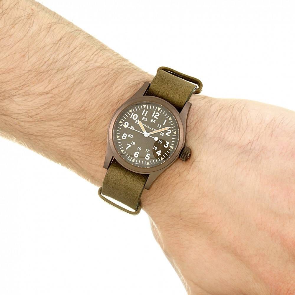 Hamilton  H69449861 Khaki Field Mechanical Brown Dial Leather Strap Men's Watch - mzwatcheslk srilanka