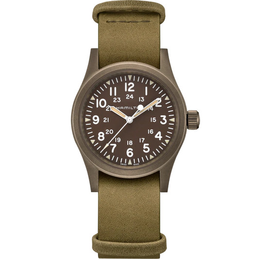 Hamilton  H69449861 Khaki Field Mechanical Brown Dial Leather Strap Men's Watch - mzwatcheslk srilanka