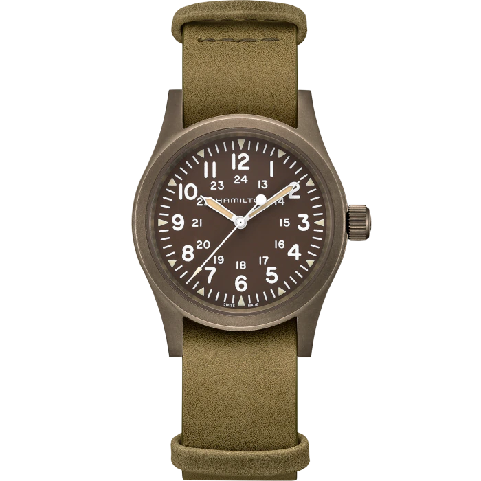 Hamilton  H69449861 Khaki Field Mechanical Brown Dial Leather Strap Men's Watch - mzwatcheslk srilanka