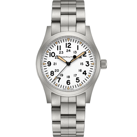 Hamilton H69529113 Khaki Field Mechanical 42mm White Dial Men's Watch - mzwatcheslk srilanka