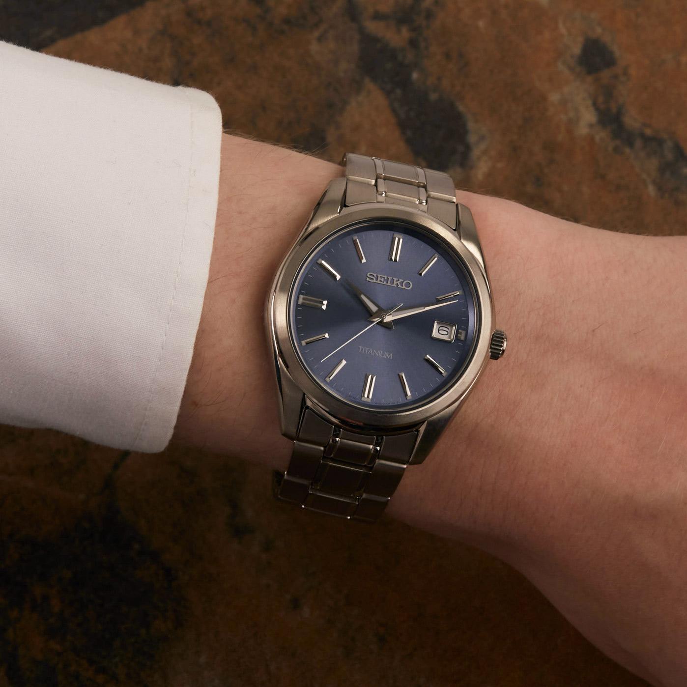 Seiko  SUR371P1 Quartz Titanium Blue Dial Men's Watch - mzwatcheslk srilanka
