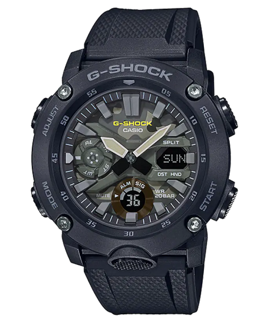 Casio G-Shock GA-2000SU-1AER  Rubber Strap  Camouflage Dial Men's Watch - mzwatcheslk srilanka