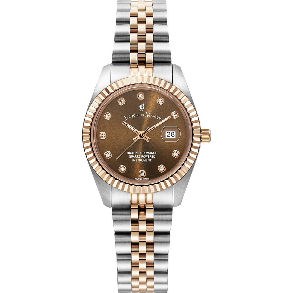 Jacques Du Manoir JWL01202 Inspiration 31mm Brown Dial Two Tone Steel  Women's Watch - mzwatcheslk srilanka