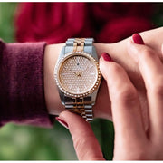Jacques Du Manoir JWL01104 Inspiration Glamour 34mm Rose Gold Pave Dial Two Tone Steel Women's Watch - mzwatcheslk srilanka