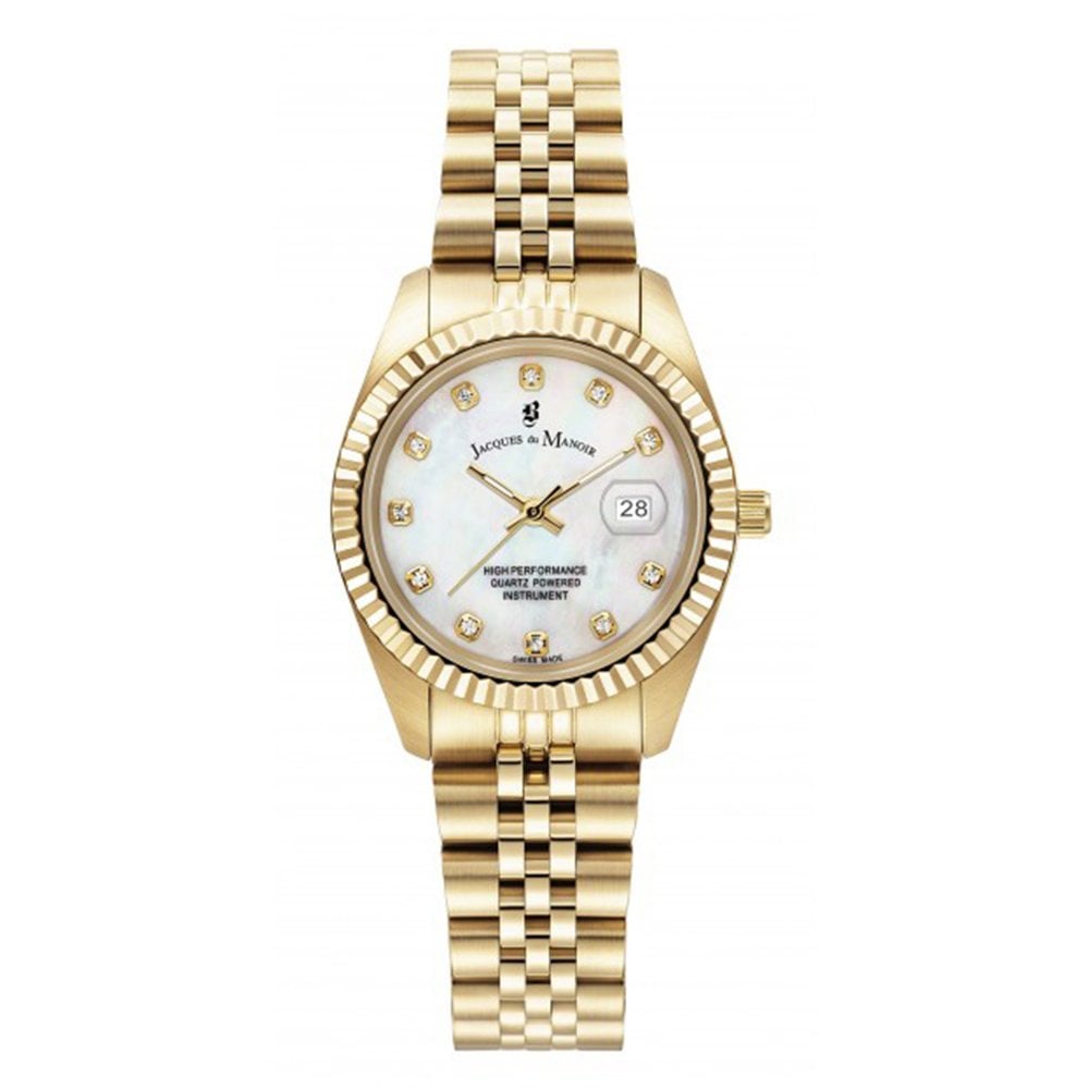 Jacques Du Manoir JWL01203 Inspiration 31mm White Dial Gold PVD Steel Women's Watch - mzwatcheslk srilanka