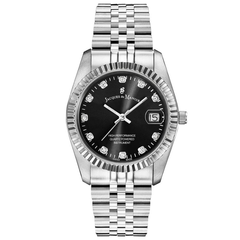 Jacques Du Manoir NRO.05 Inspiration 36mm Black Dial Stainless Steel Bracelet Women's Watch - mzwatcheslk srilanka