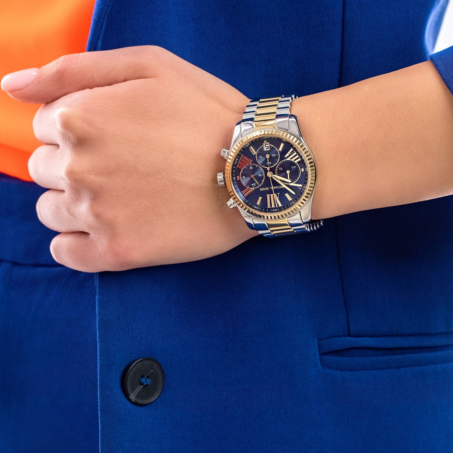 Michael Kors Ladies Lexington Stainless Steel Blue Dial Bracelet Watch  MK6639