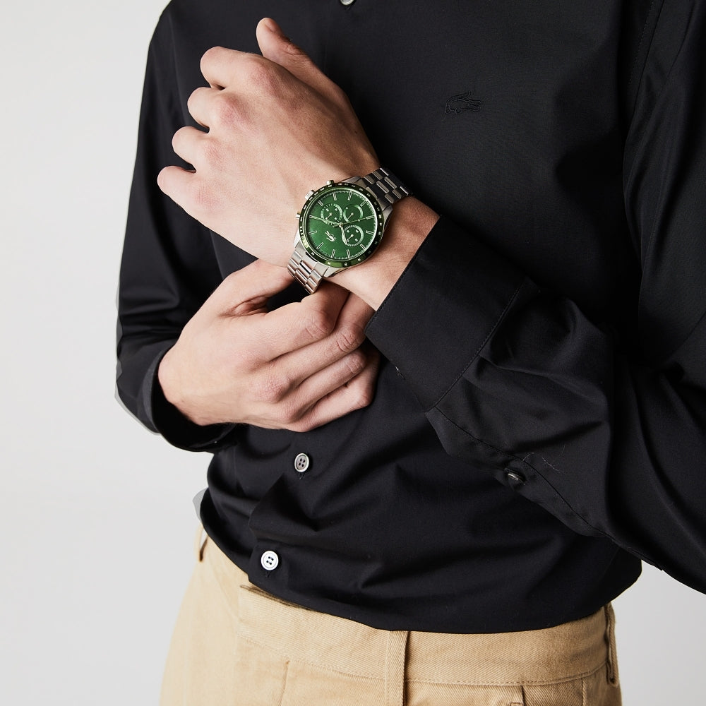Lacoste 2011080 Men's Boston Stainless Steel Bracelet Green Dial Chron ...
