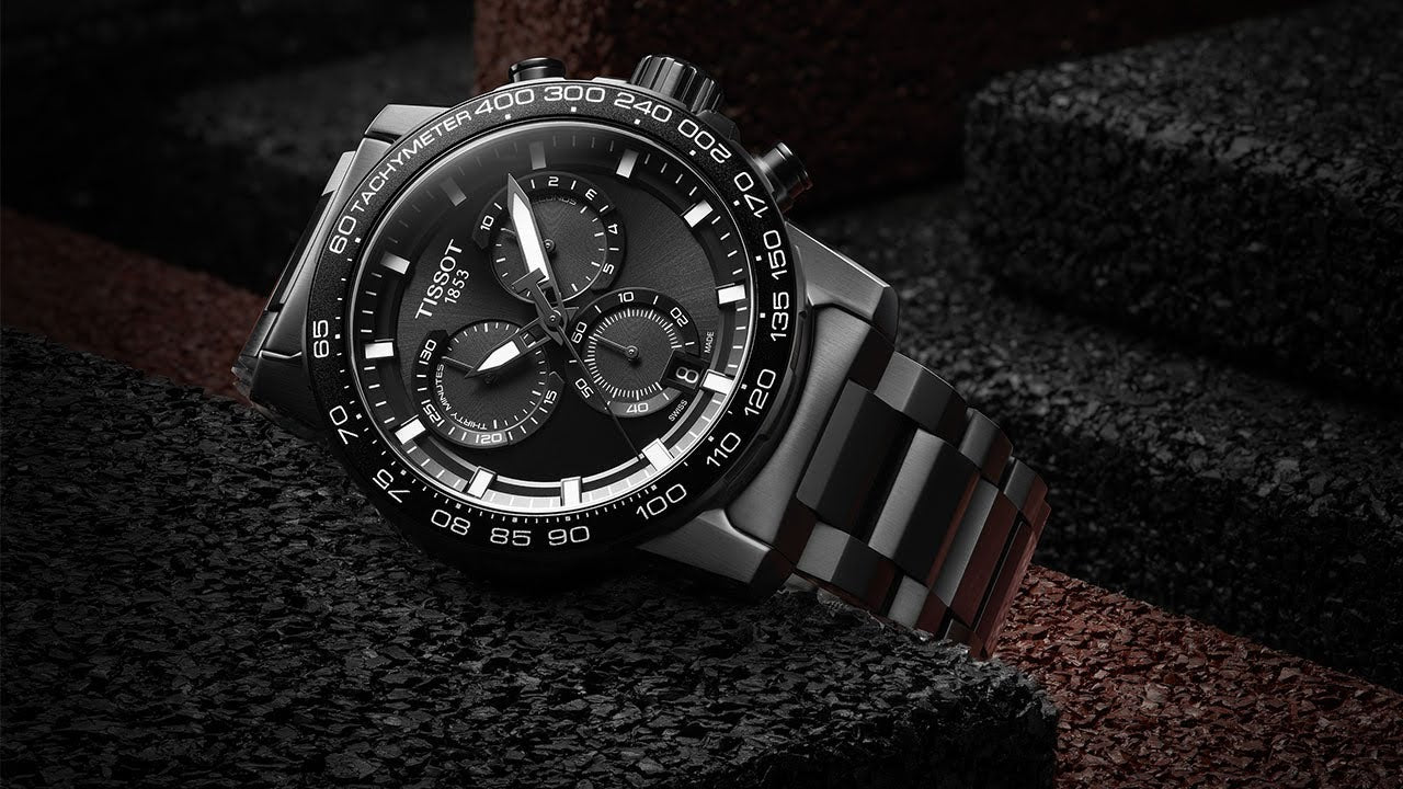 Tissot  T1256173305100 Supersport Chrono  Black Dial  Black PVD Steel Bracelet Men's Watch - mzwatcheslk srilanka