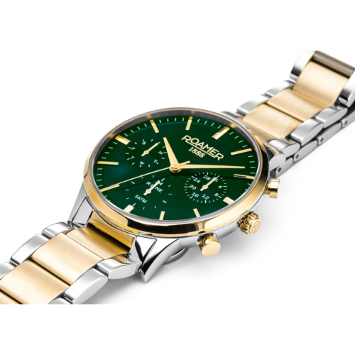 Roamer 718982 48 75 70  R Line Multifunction Green Dial Two Tone Stainless Steel Bracelet Men's Watch - mzwatcheslk srilanka