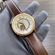 Fossil Fenmore BQ 2650 Automatic Open Heart Dial Brown Leather Strap Men's Watch - mzwatcheslk srilanka