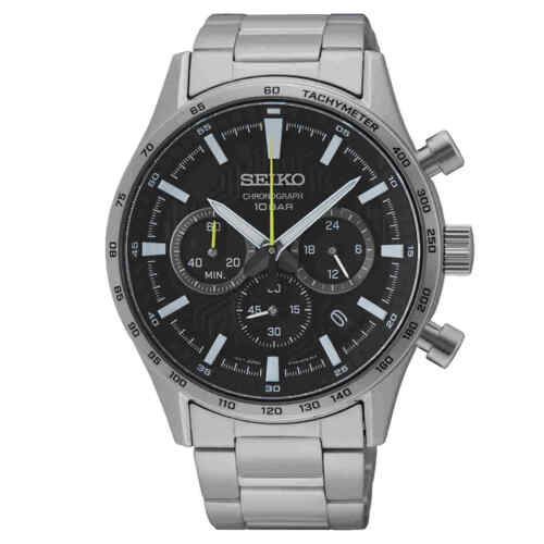 Seiko  SSB413P1 Classic Black Chronograph Dial Stainless Steel Bracelet Men's Watch - mzwatcheslk srilanka