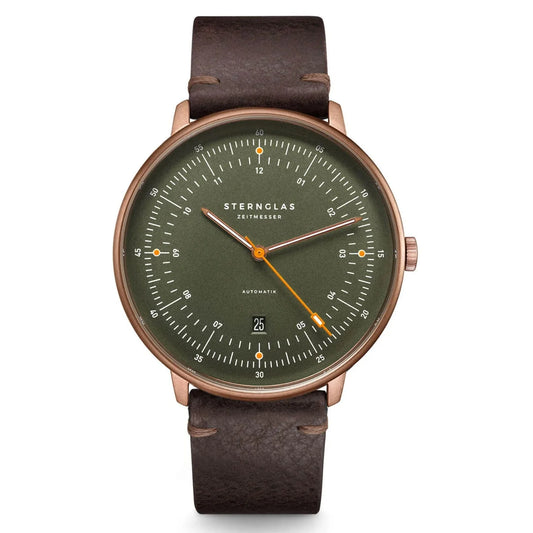 STERNGLAS S02-HHR19-VI17 Limited Edition Hamburg Automatic Bronze Green Leather Men's Watch - mzwatcheslk srilanka