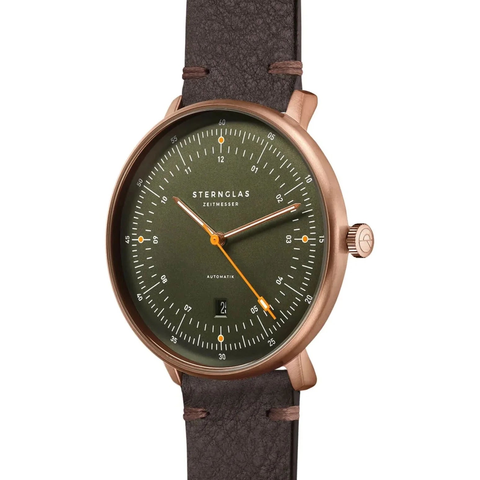 STERNGLAS S02-HHR19-VI17 Limited Edition Hamburg Automatic Bronze Green Leather Men's Watch - mzwatcheslk srilanka