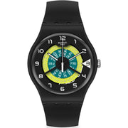 Swatch SUOB732 KEEP TURNING Black Silicone Strap Two Tone Dial Men's Watch - mzwatcheslk srilanka
