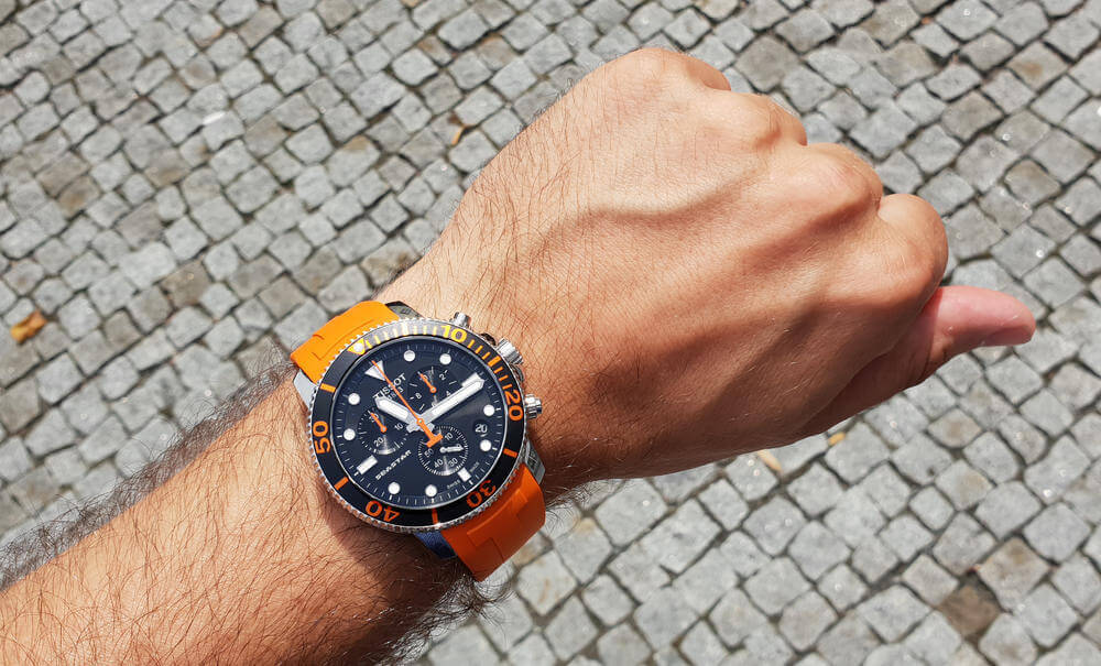 Tissot T1204171705101 Seastar 1000 Chronograph Orange Strap Men's Watch - mzwatcheslk srilanka