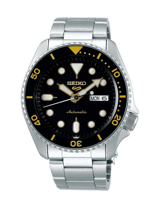 Seiko 5 Sport SRPD57K1 Automatic Black & Gold Dial Men's Watch - mzwatcheslk srilanka