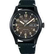 Seiko 5 SRPG41K1 Sports Field Black Plated Leather Strap Men's Watch - mzwatcheslk srilanka