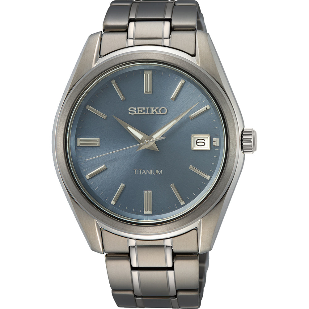 Seiko  SUR371P1 Quartz Titanium Blue Dial Men's Watch - mzwatcheslk srilanka