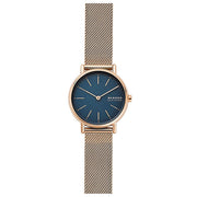Skagen SKW2837 Signatur Rose Gold Toned Stainless Steel Mesh Blue Dial Women's Watch - mzwatcheslk srilanka